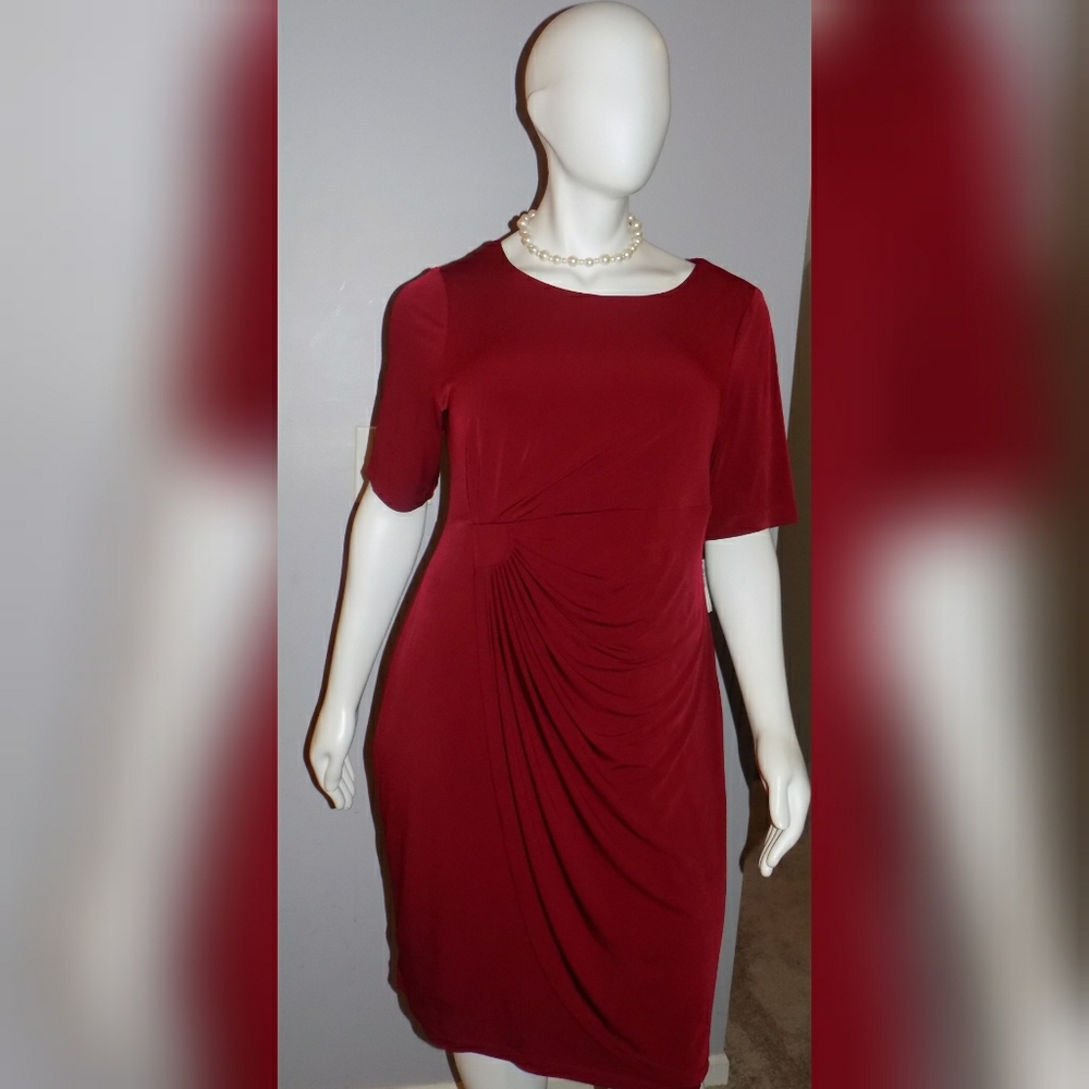 Maroon Dress with Side Rouching